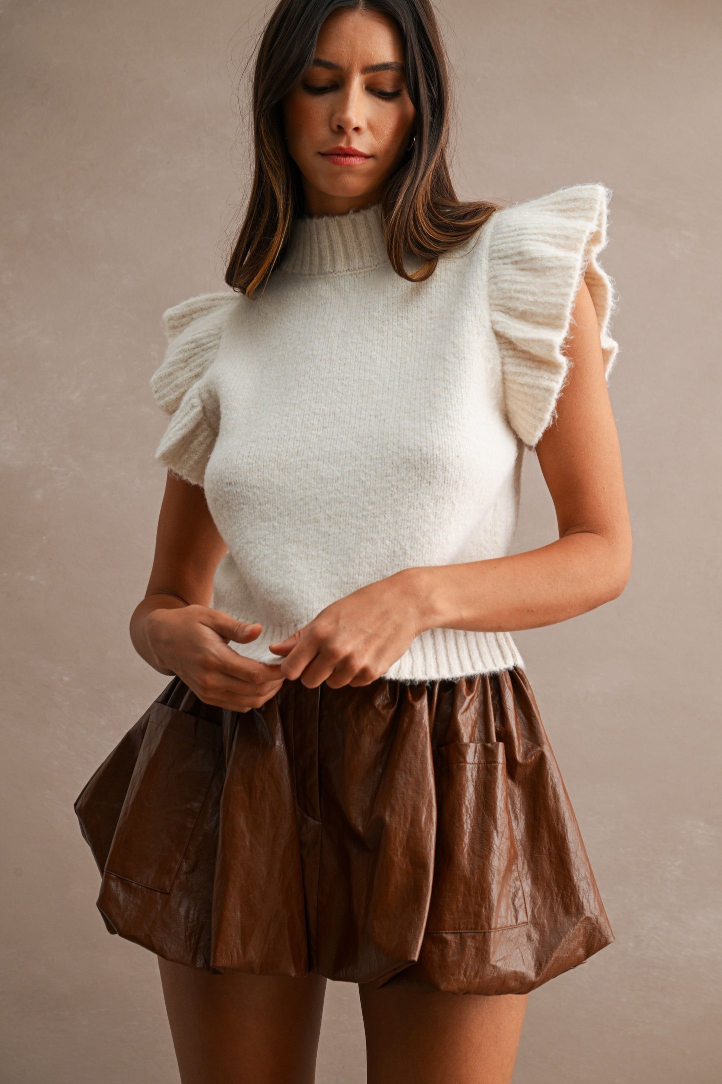 Ruffle Knitted Vest Top