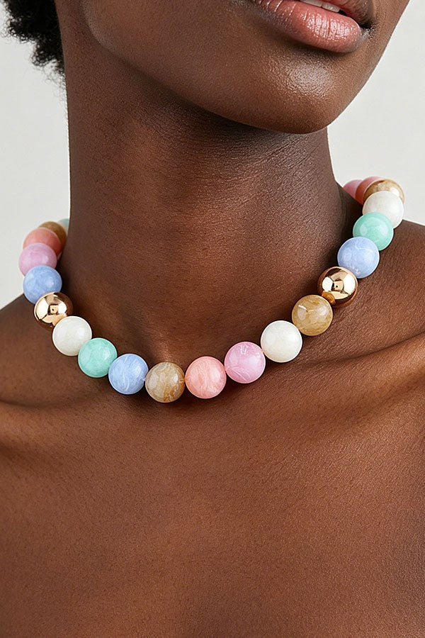 Multi Marble Bead Necklace