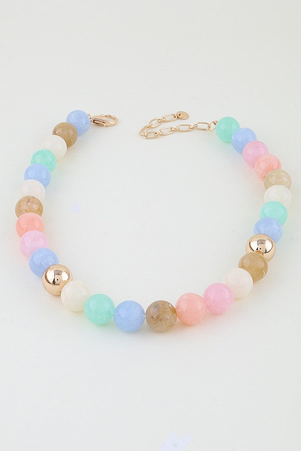 Multi Marble Bead Necklace