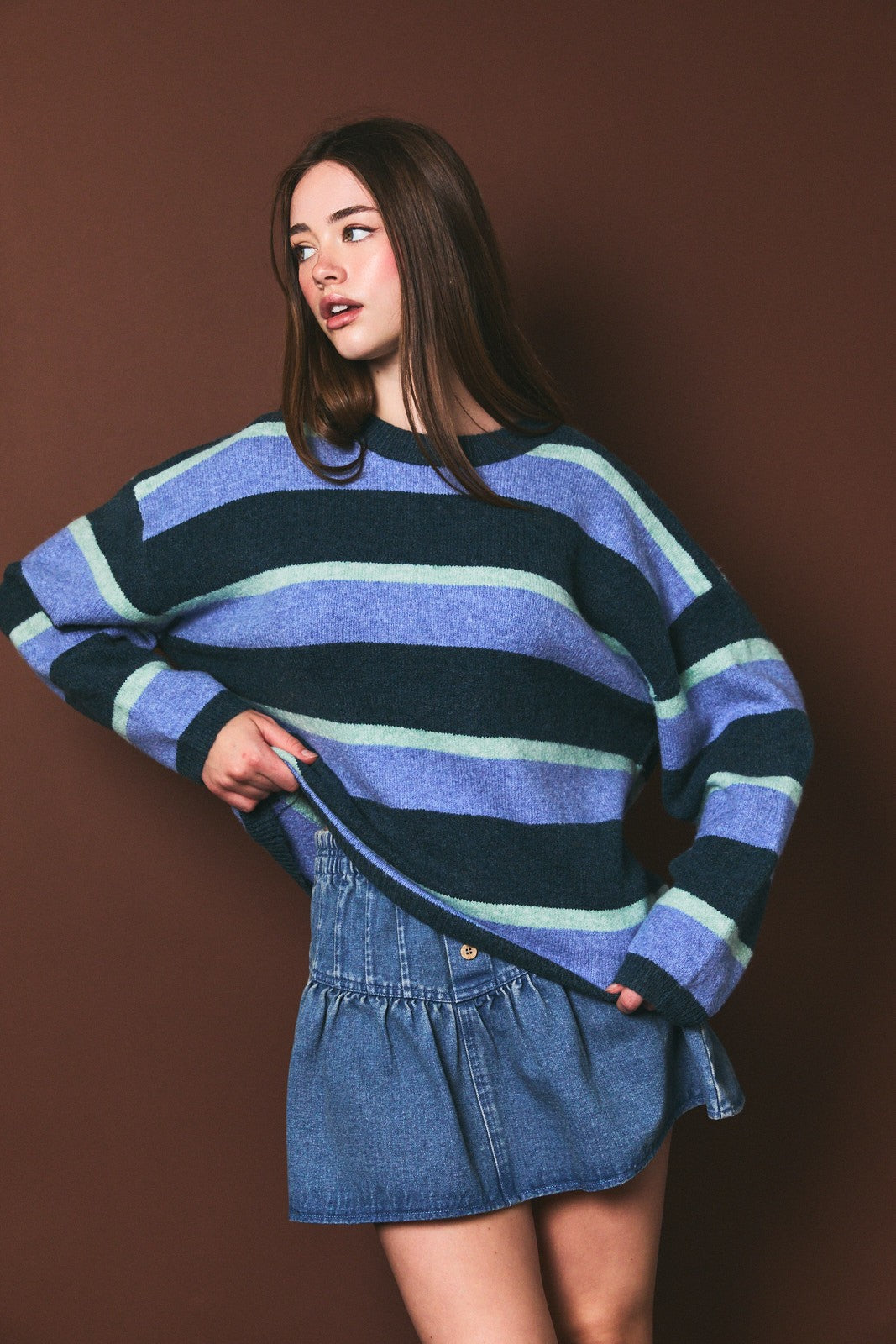 Soft Stripe Sweater Blue