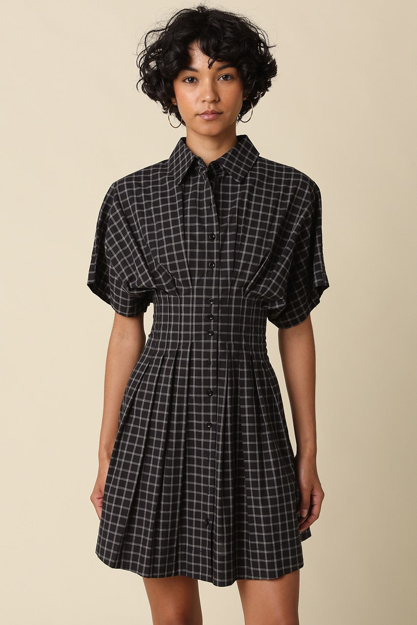 Black Check Shirt Dress