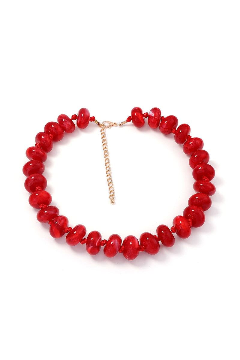 Dark Red Beaded Necklace