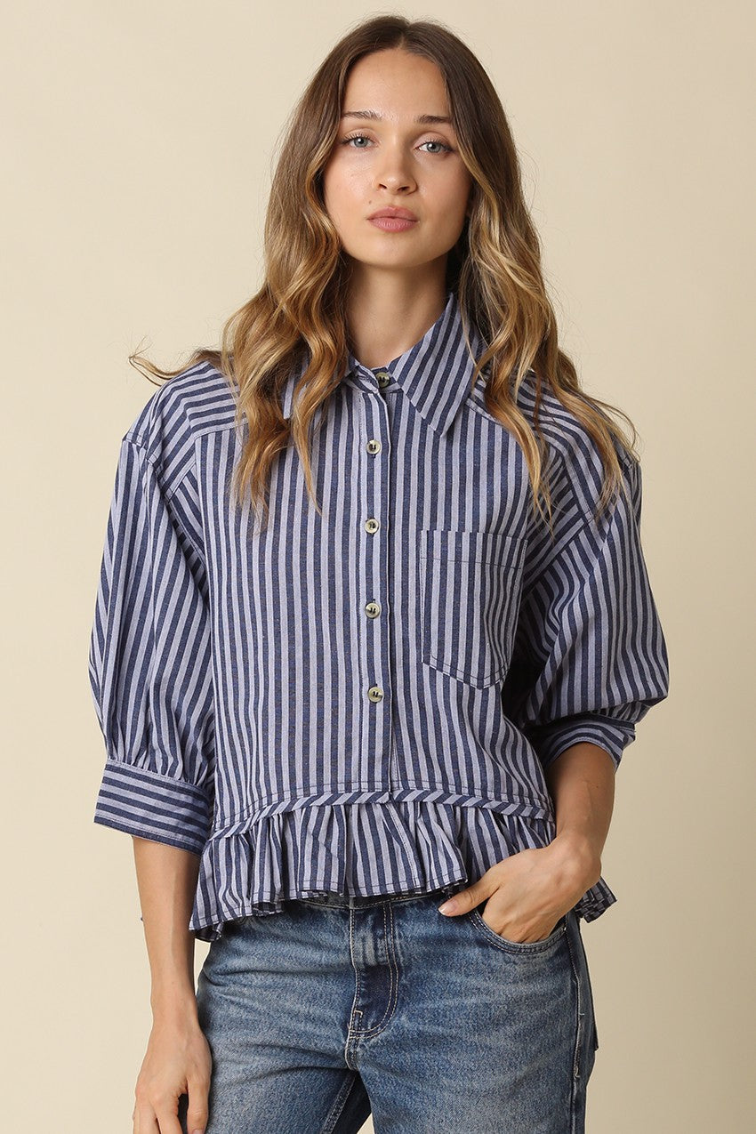 Annie Stripe Ruffle Hem Top