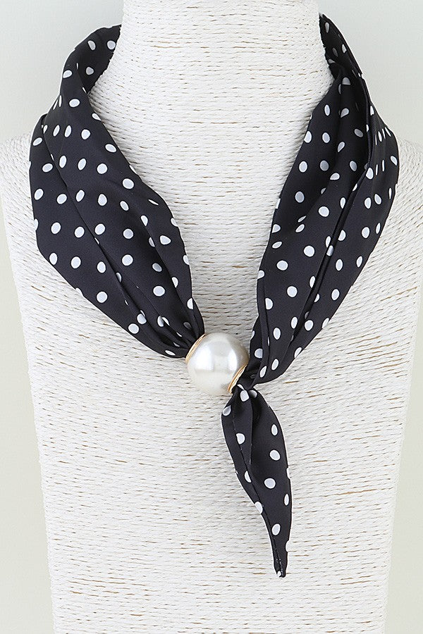 Polka Dot Pearl Scarf Black