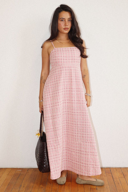 Camryn Pink Plaid Maxi Dress