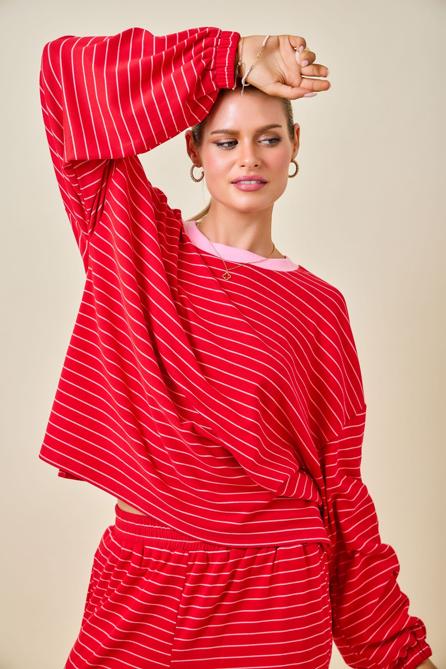 Red Brushed Stripe Lounge Set of 2