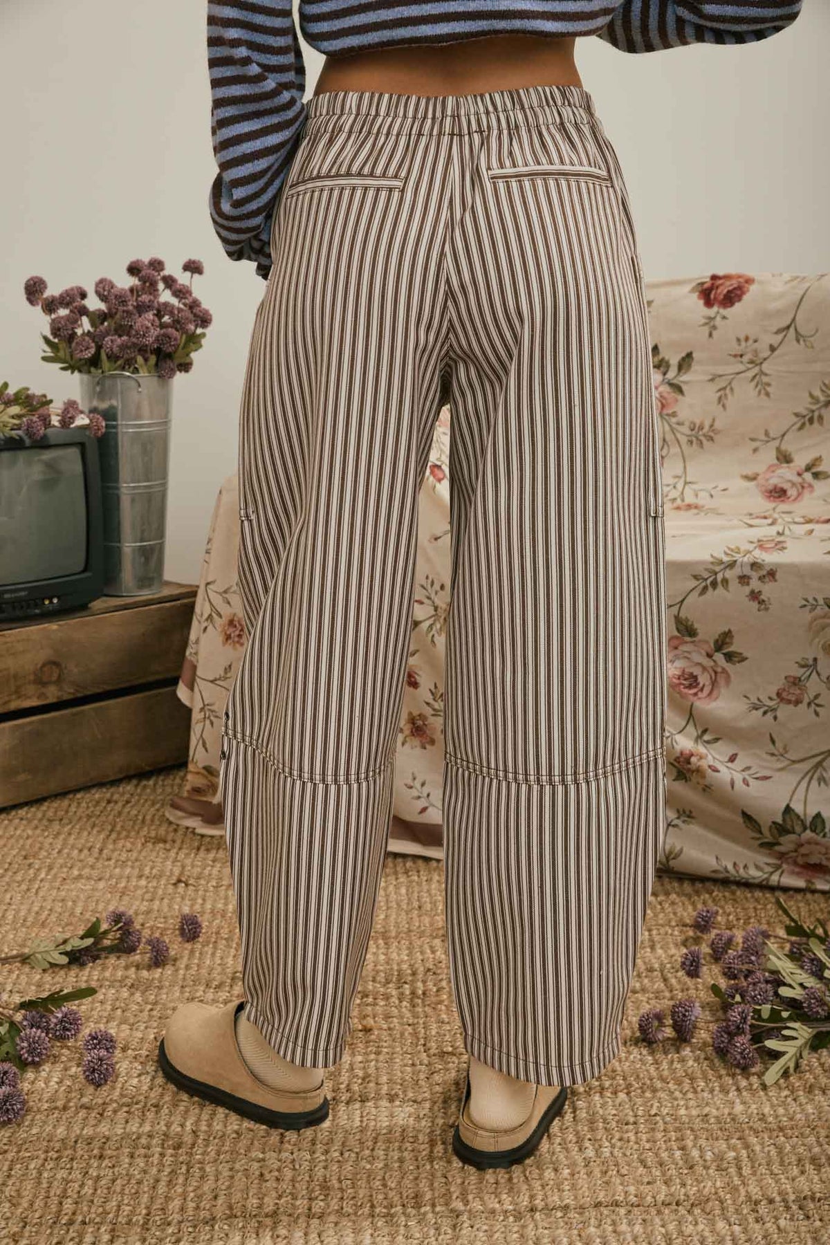 Brown Stripe Barrel Pants