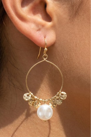 Pearl Disc Earrings