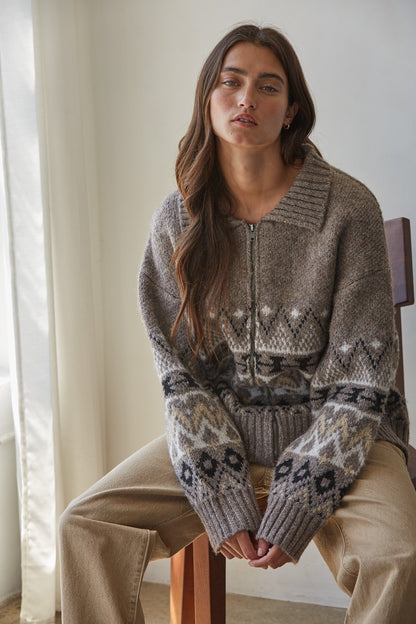 Lana Mocha Zip UP Sweater
