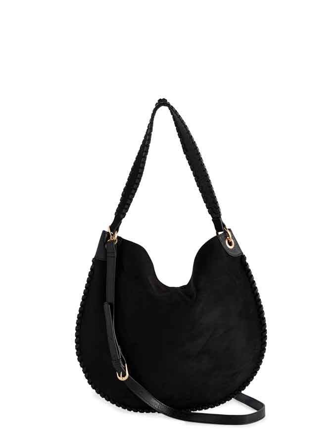Piper Suede Shoulder Bag Black