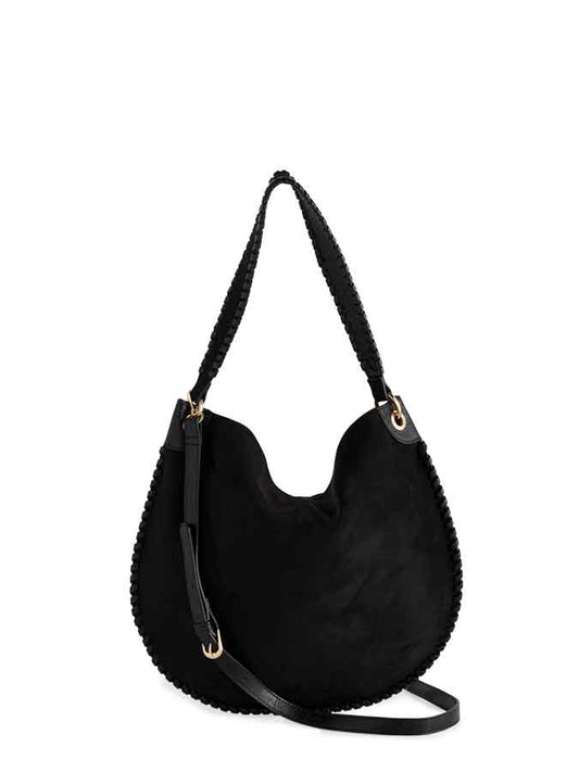 Piper Suede Shoulder Bag Black