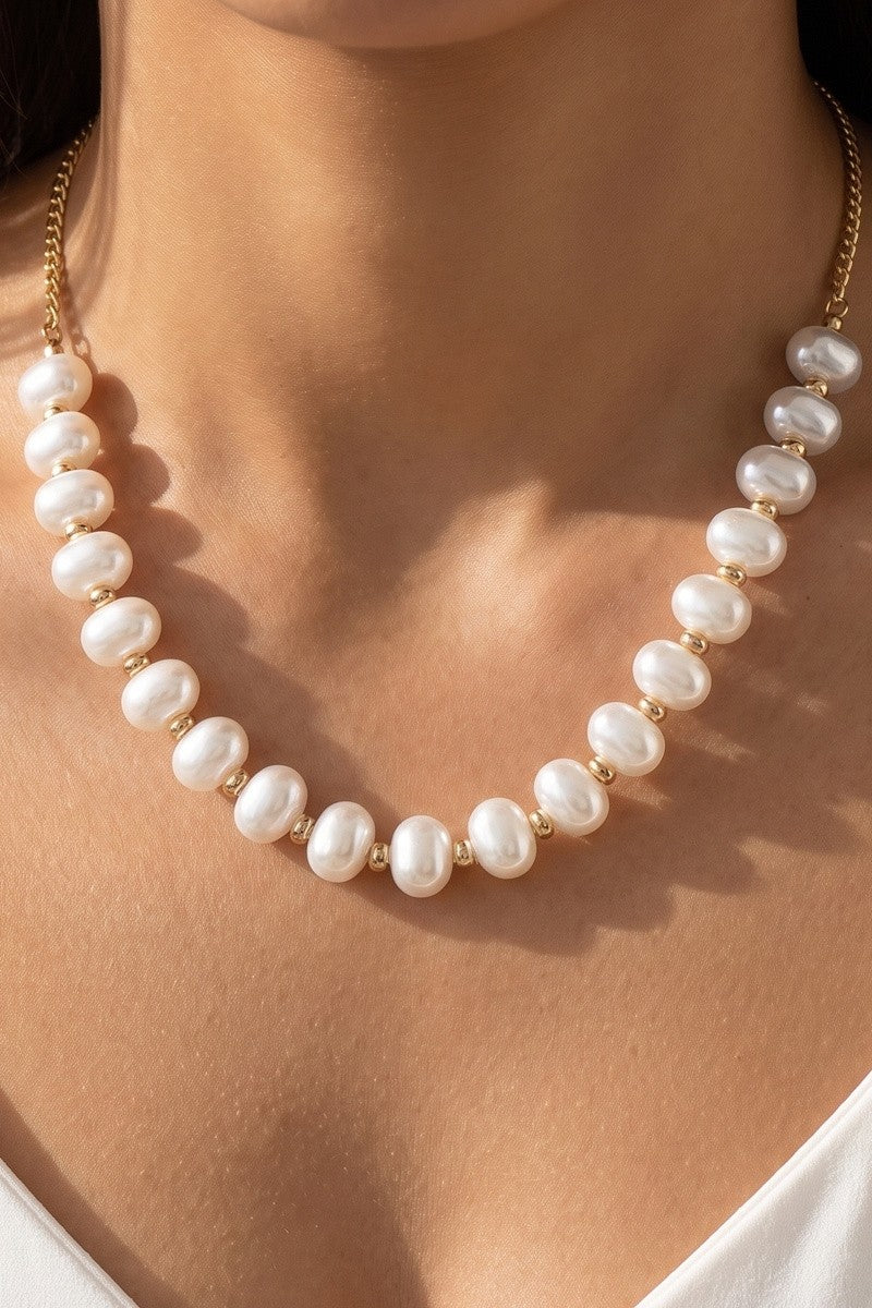 Oval Pearl Statement Necklace