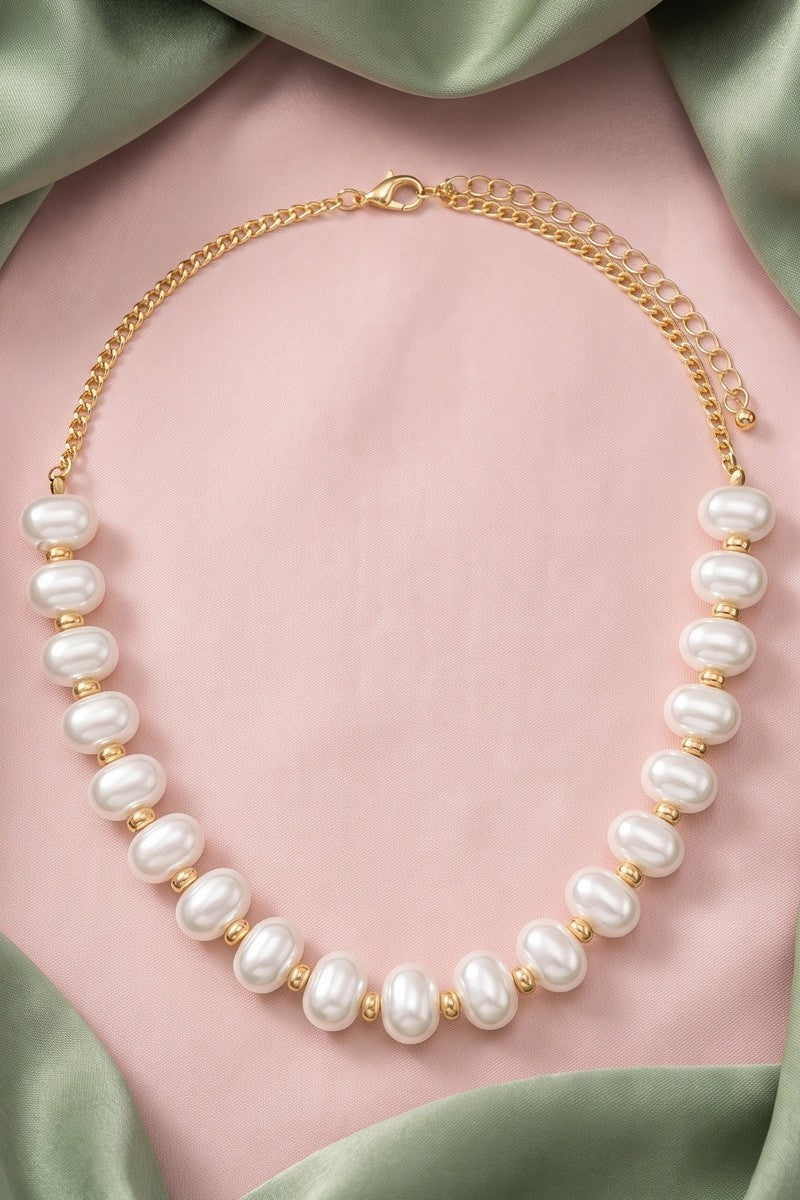 Oval Pearl Statement Necklace
