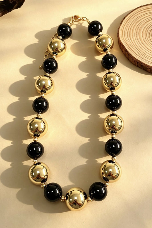 Contrast Bead Necklace Black