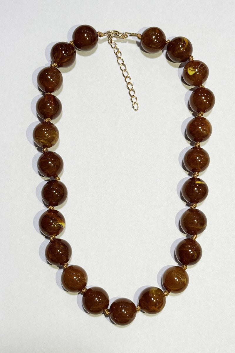 Cloud Bead Rope Necklace Brown