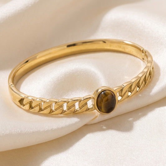 Tiger Eye Curb Chain Cuff