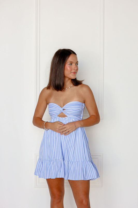 Chambray Pinstripe Romper Dress