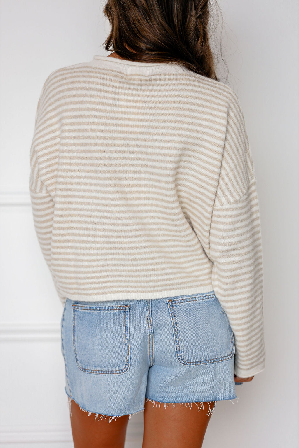 Button Down Cardi Tan Stripe