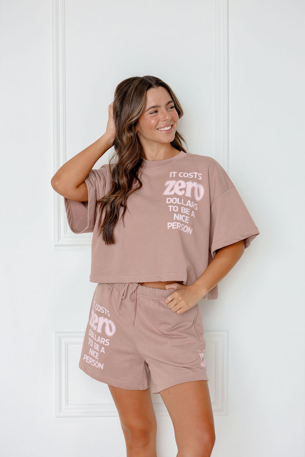 It Cost $0 Taupe Short Sleeve Crewneck