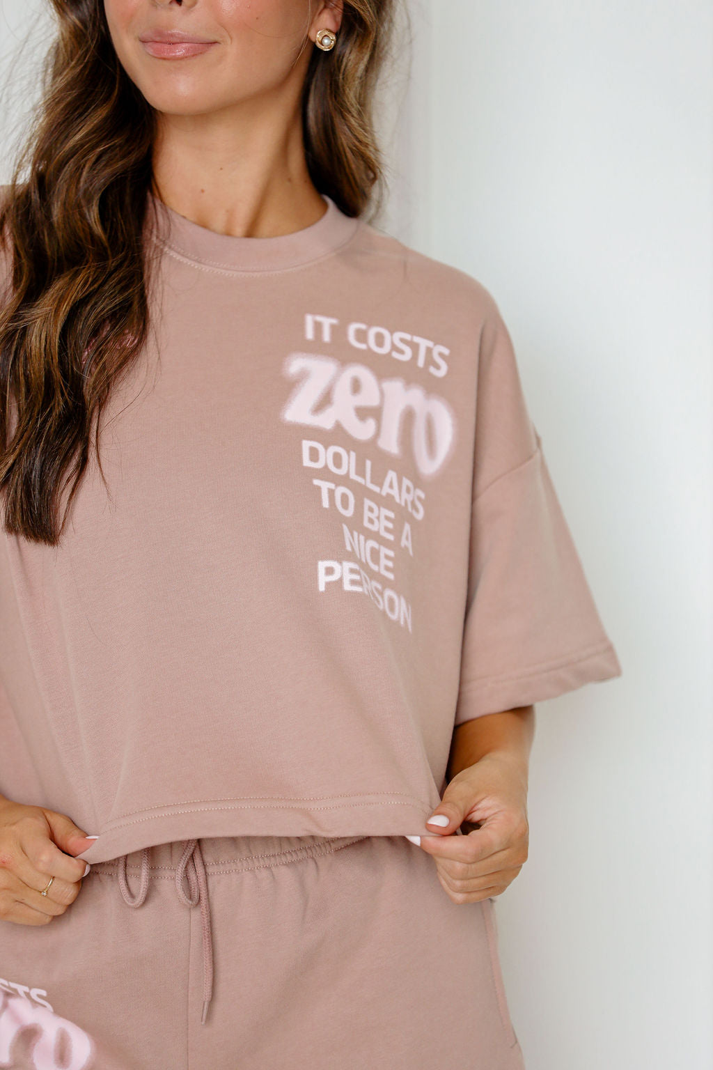 It Cost $0 Taupe Short Sleeve Crewneck