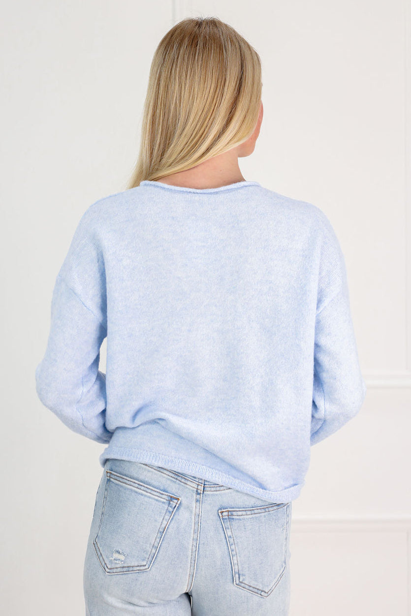 Essential Button Down Cardigan Sky - Clothe Boutique
