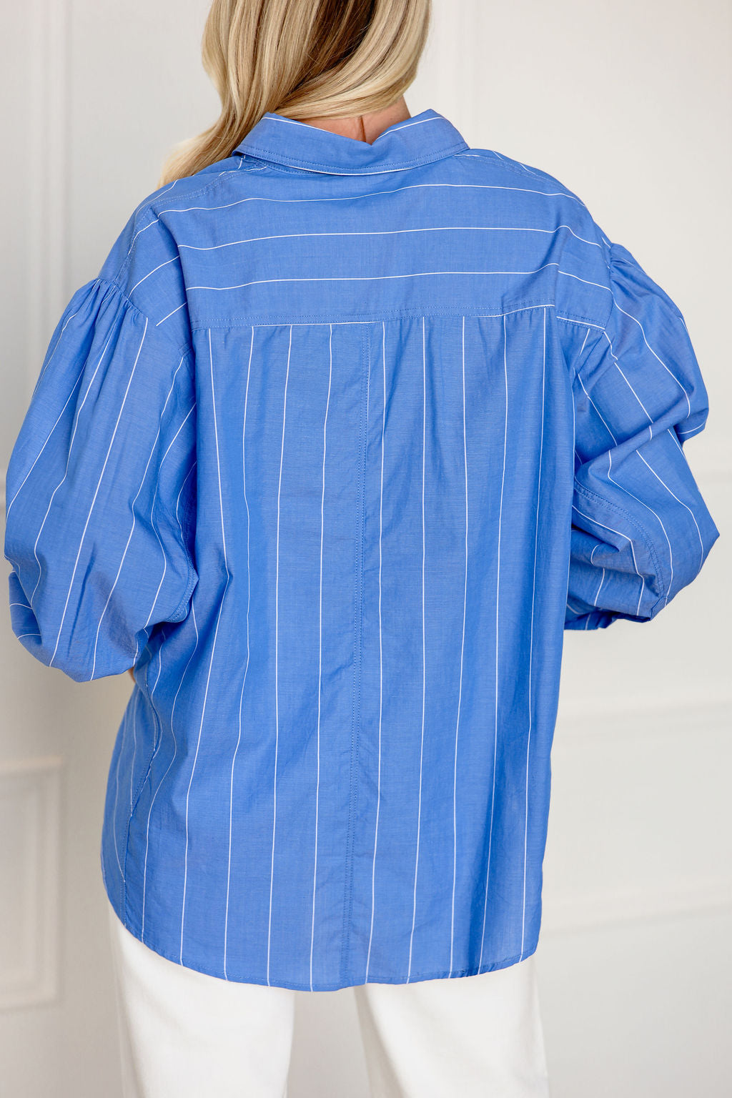 Blue Stripe Oversize Button Down Shirt