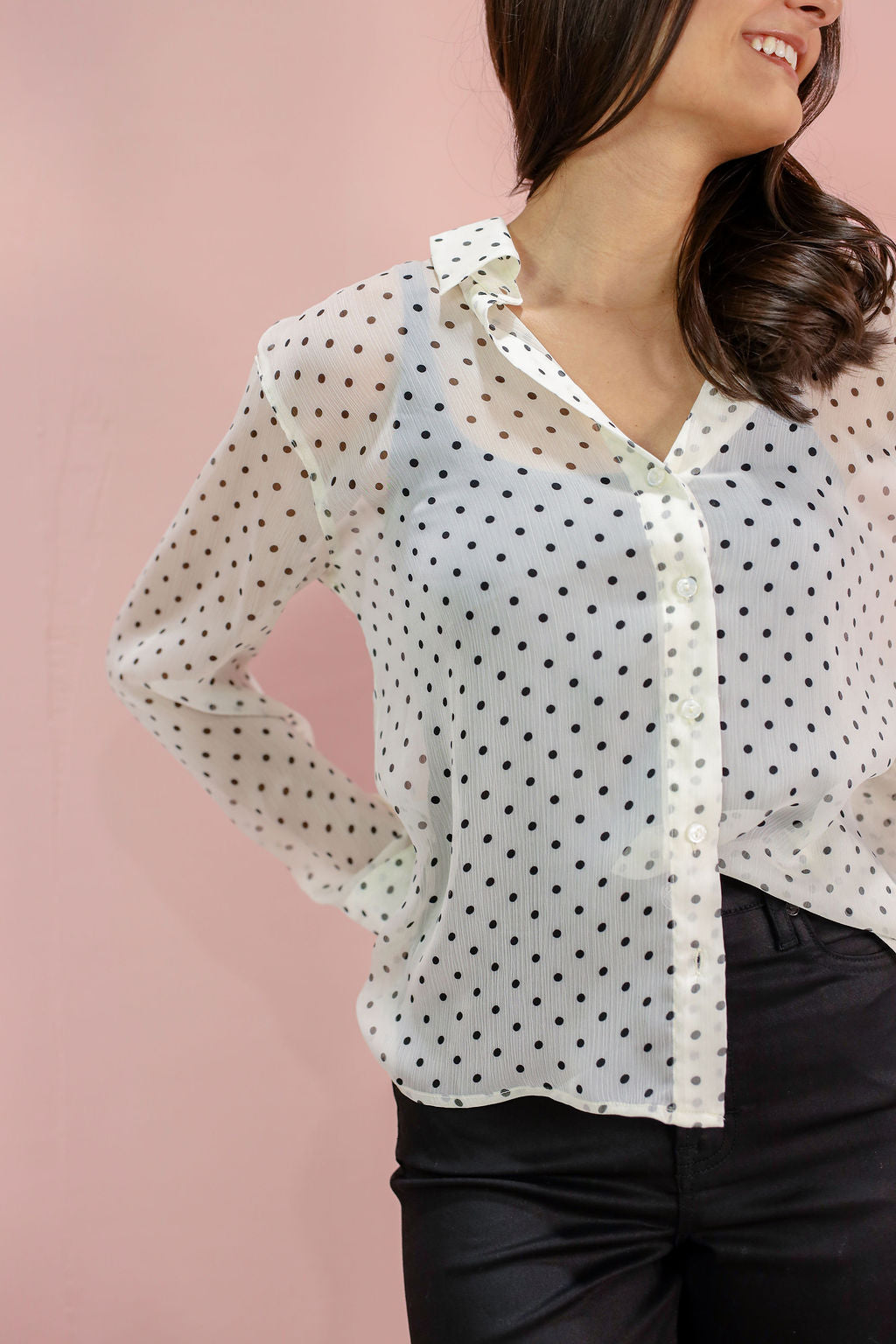 Cecilla Sheer Polka Dot Shirt - Clothe Boutique