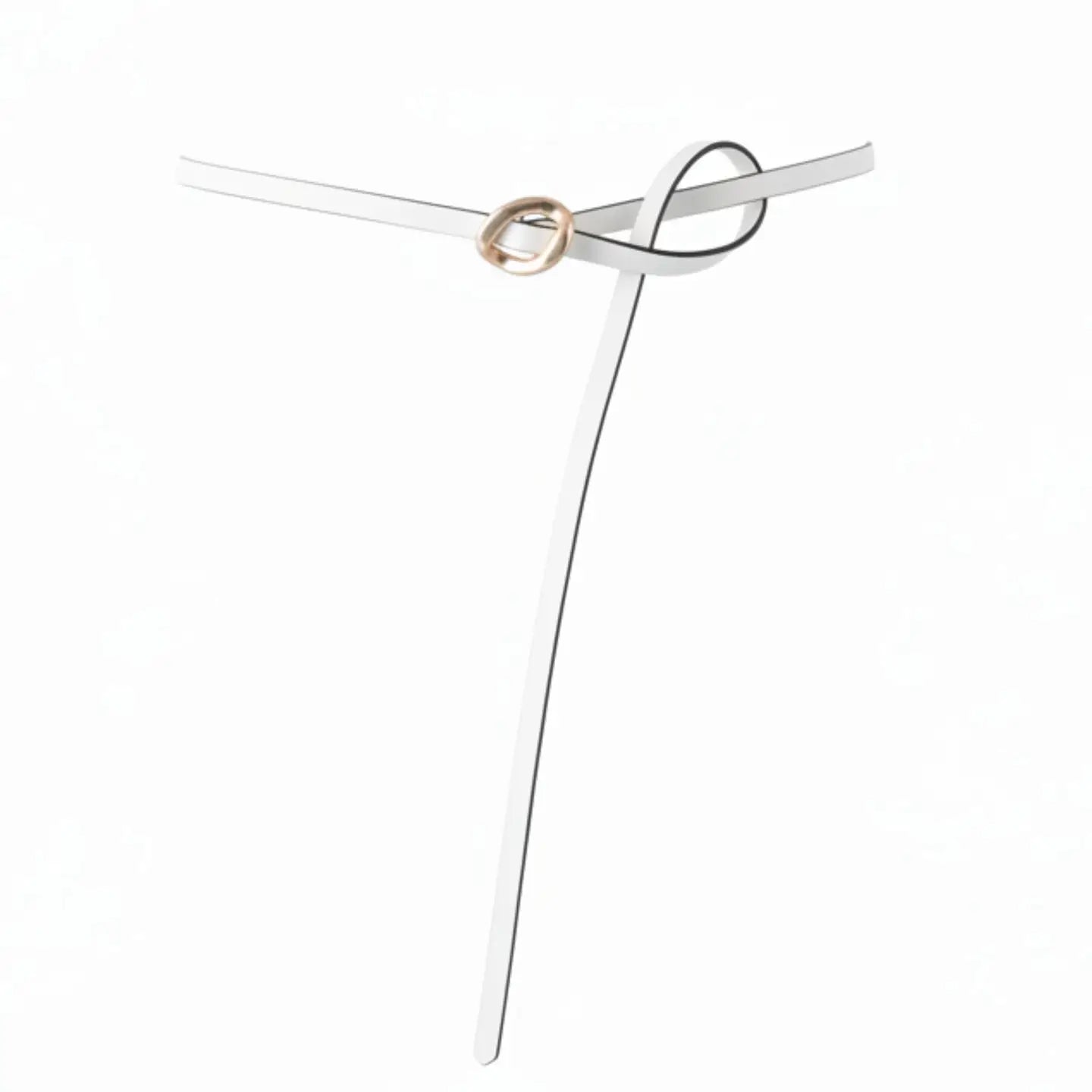 Genuine Leather Skinny Belt White