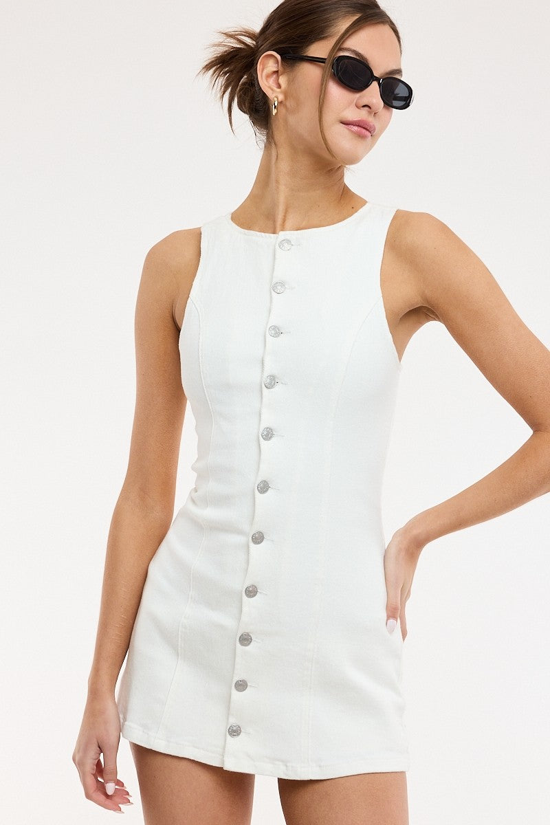 Front Button Down Mini Dress - Clothe Boutique