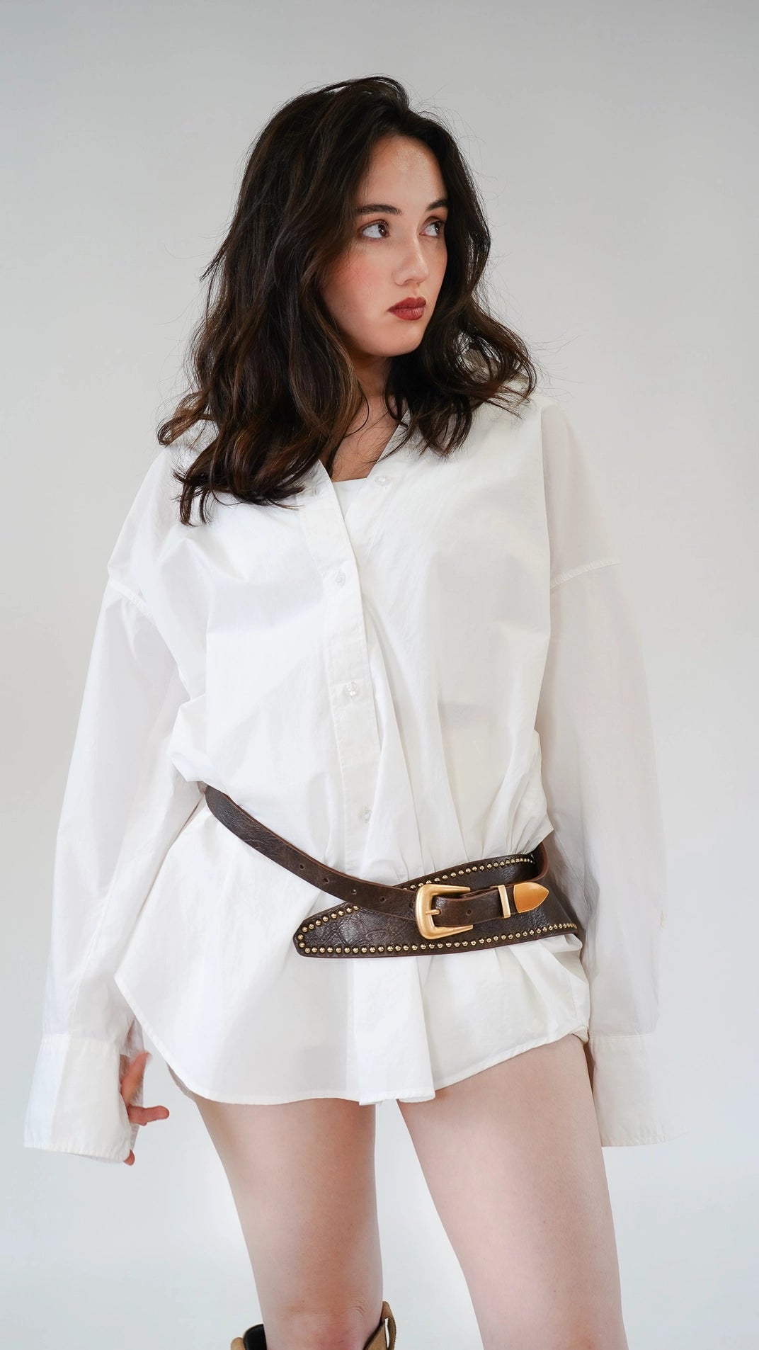 Studded Western Belt Brown