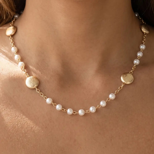 Brushed Coin Disc Necklace
