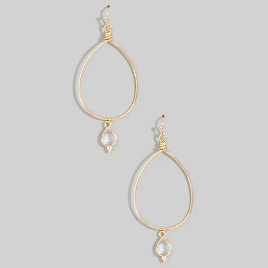 Teardrop Stone Earrings Clear