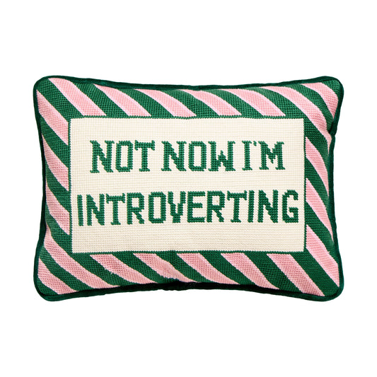 Not Now I'm Introverting Embroidered Pillow