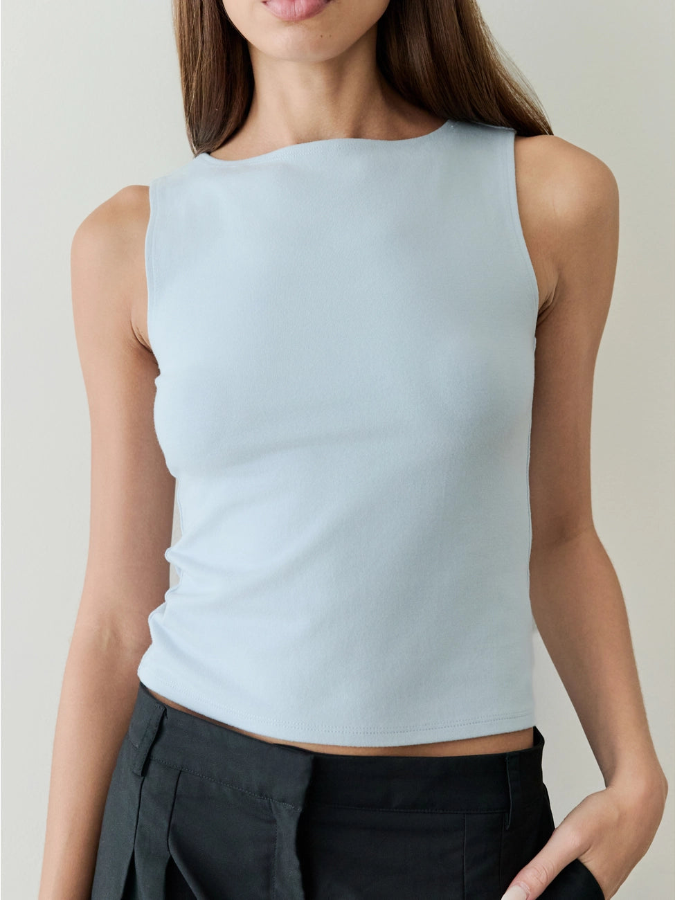 Sidney Knit Tank Top Light Blue - Clothe Boutique