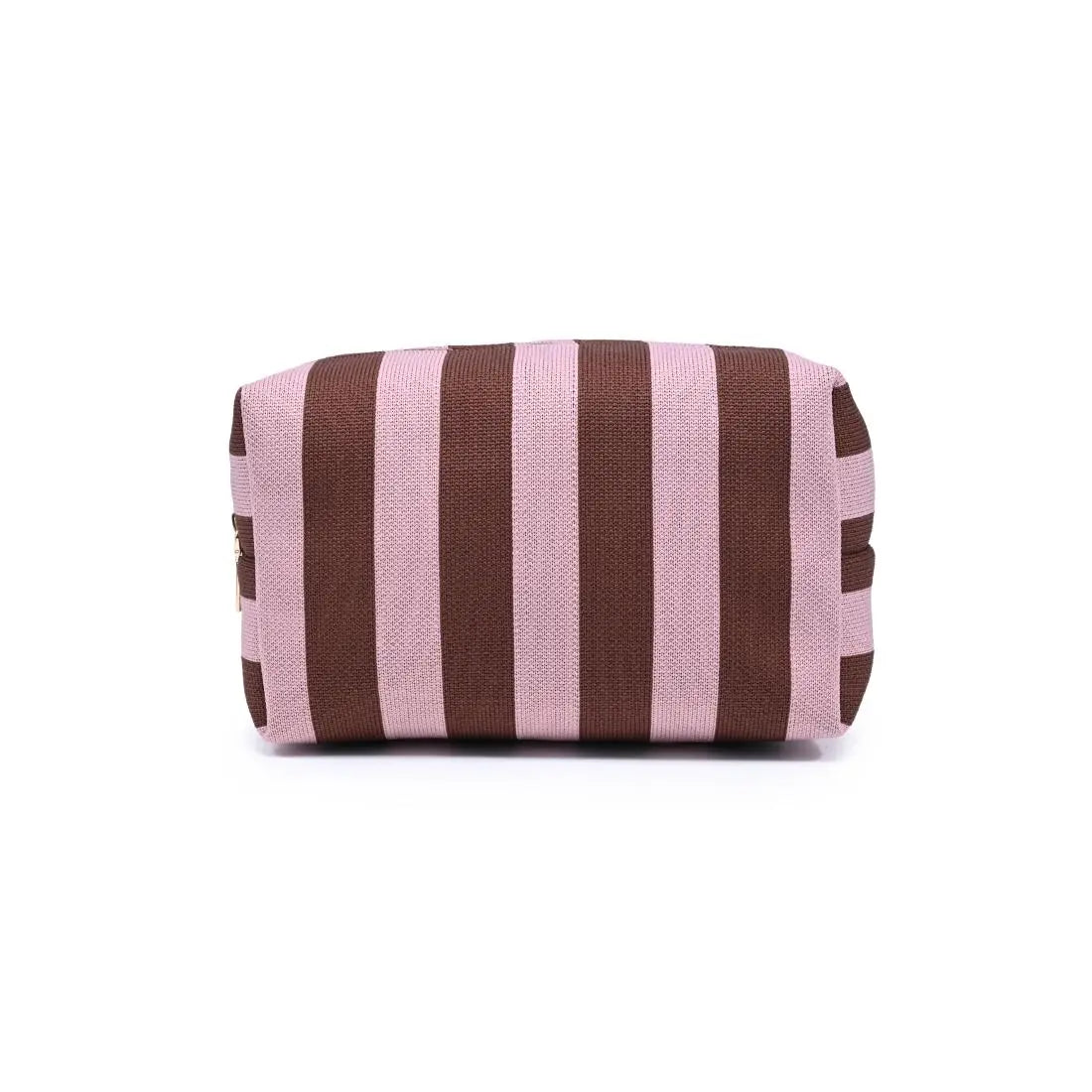 Stripe Cosmetic Pouch Pink/Brown