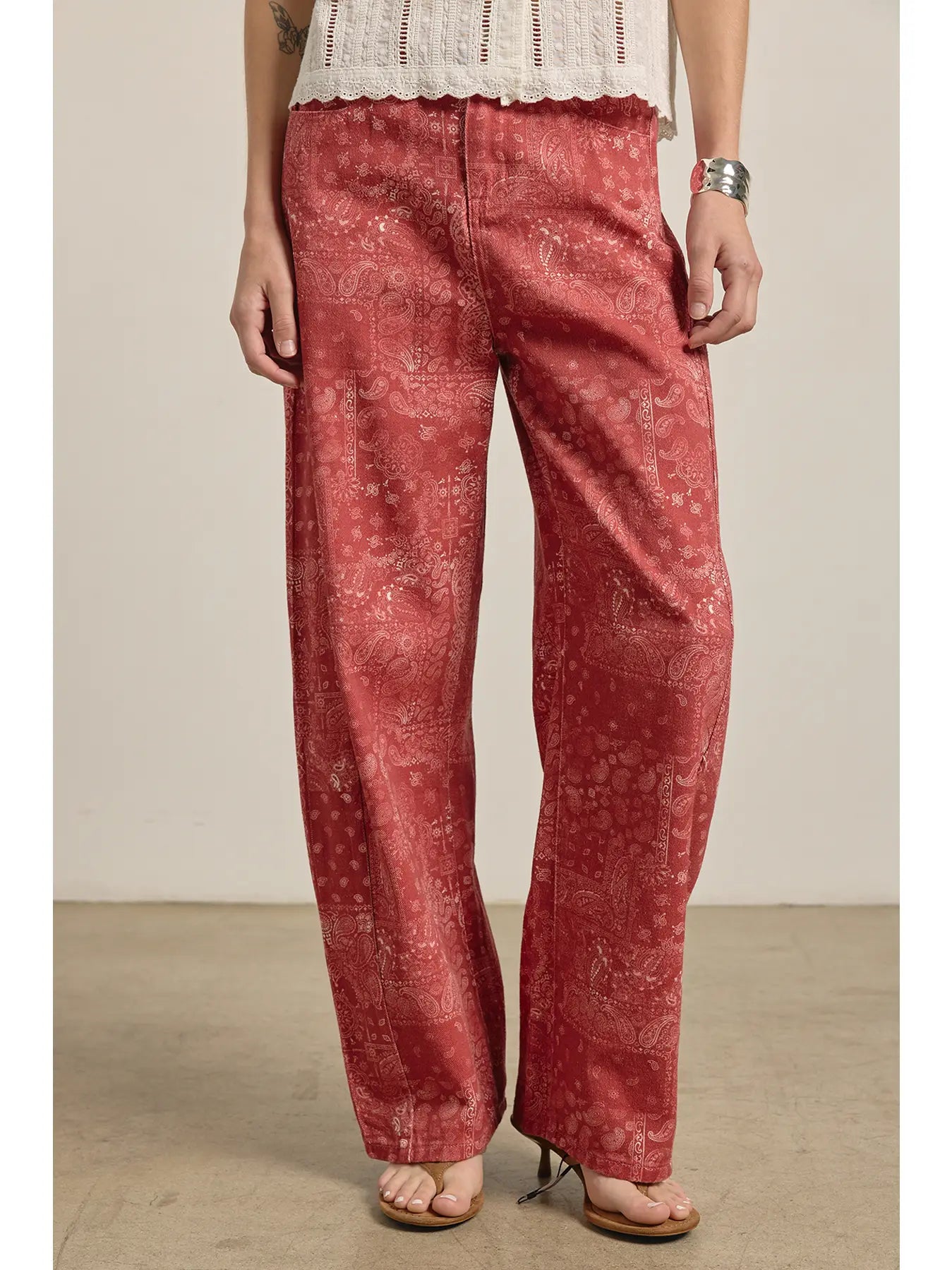 Washed Bandana Print Pants