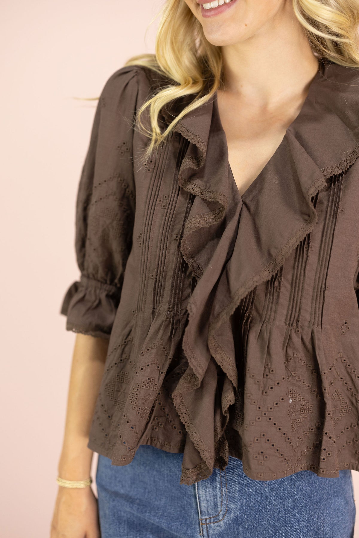 Juliette Ruffle Top Brown