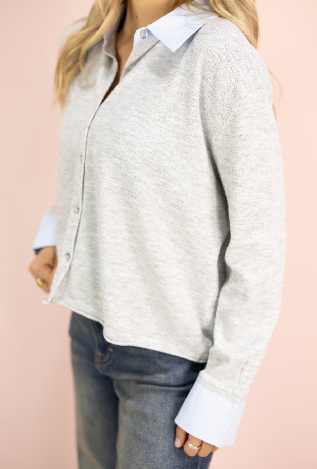 Collared Contrast Knit Top