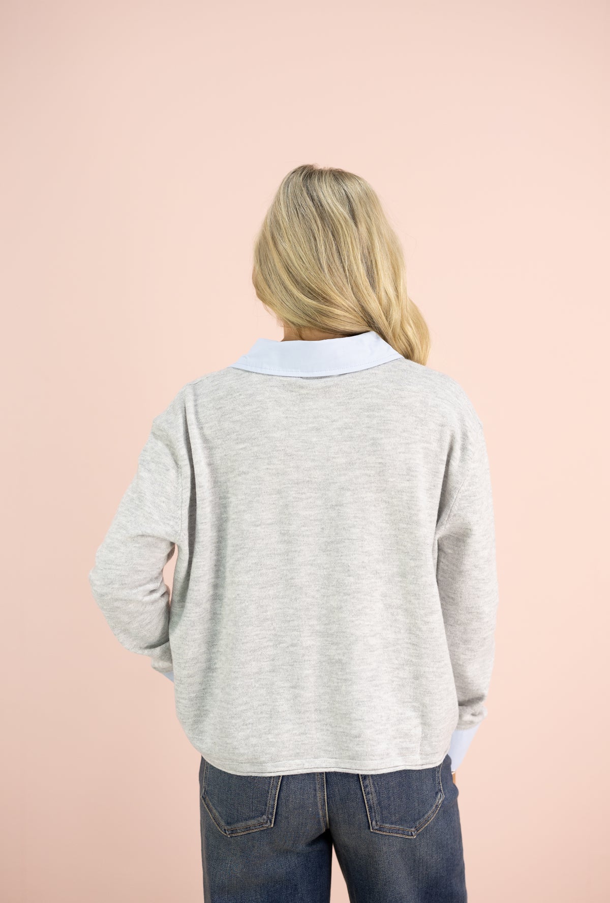 Collared Contrast Knit Top