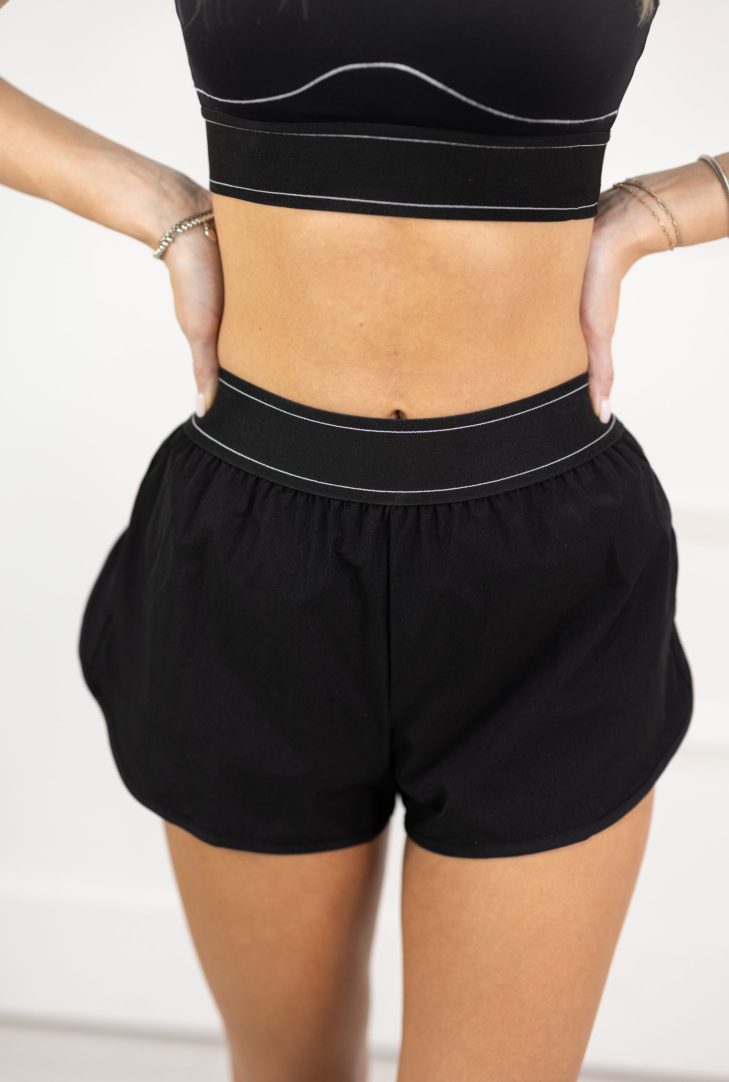Black Line Accent Shorts