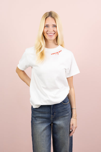 Wooo Pig Sooie Embroidered T-shirt