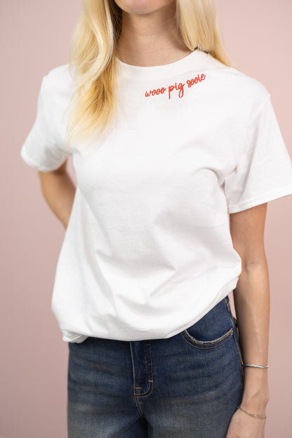 Wooo Pig Sooie Embroidered T-shirt