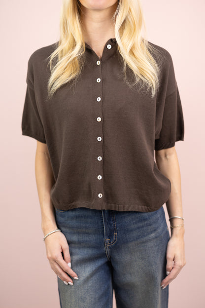 Short Sleeve Cardi Chocolate