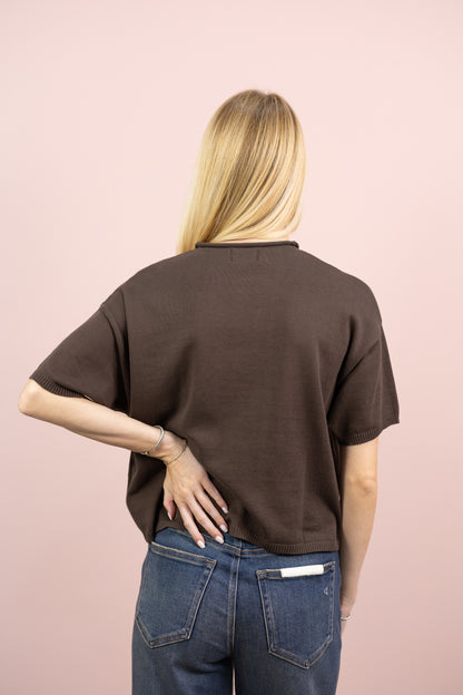 Short Sleeve Cardi Chocolate