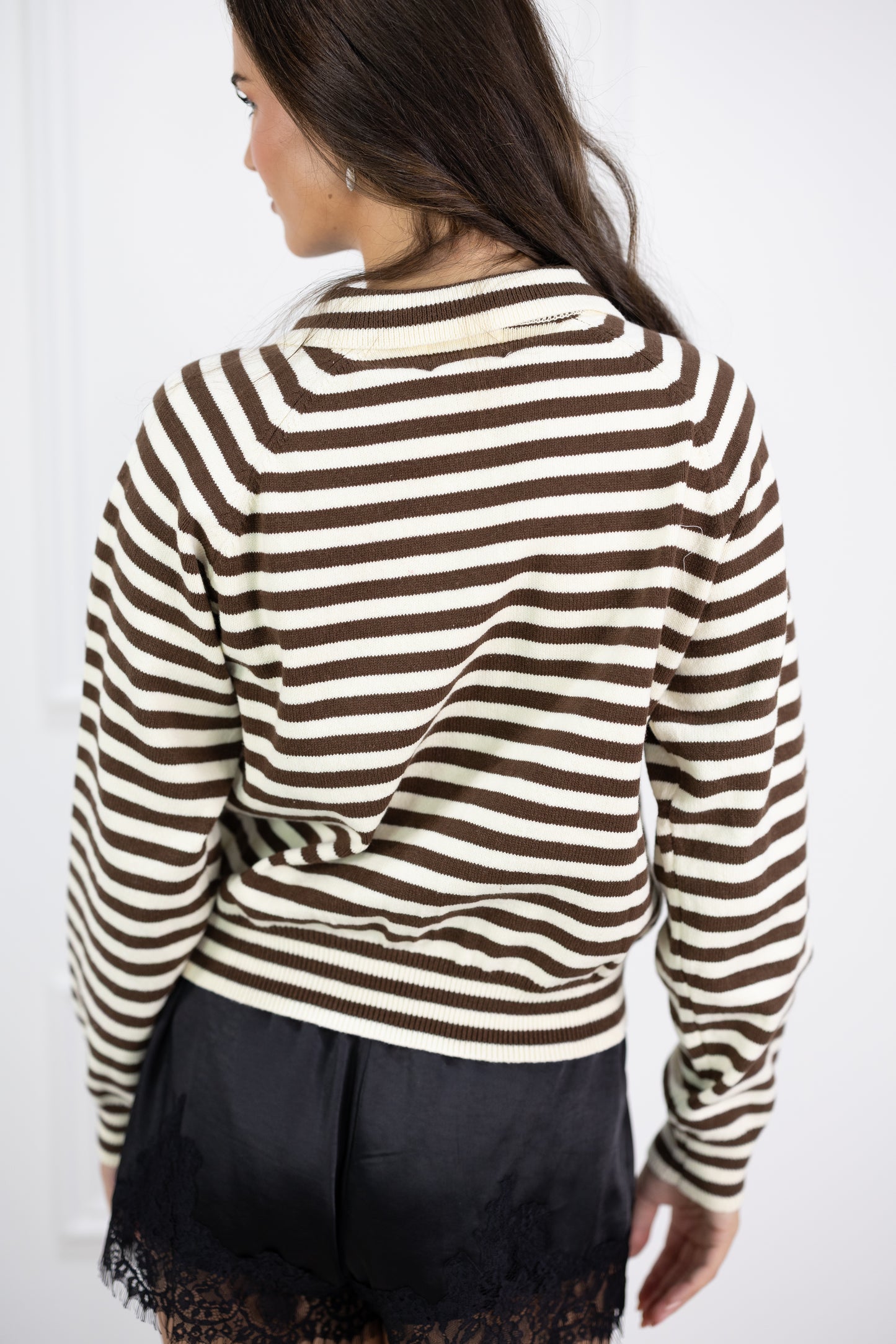 Angelica Stripe Cardigan Brown