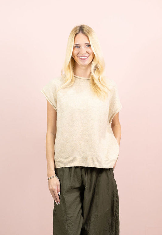 Cap Sleeve Sweater Taupe