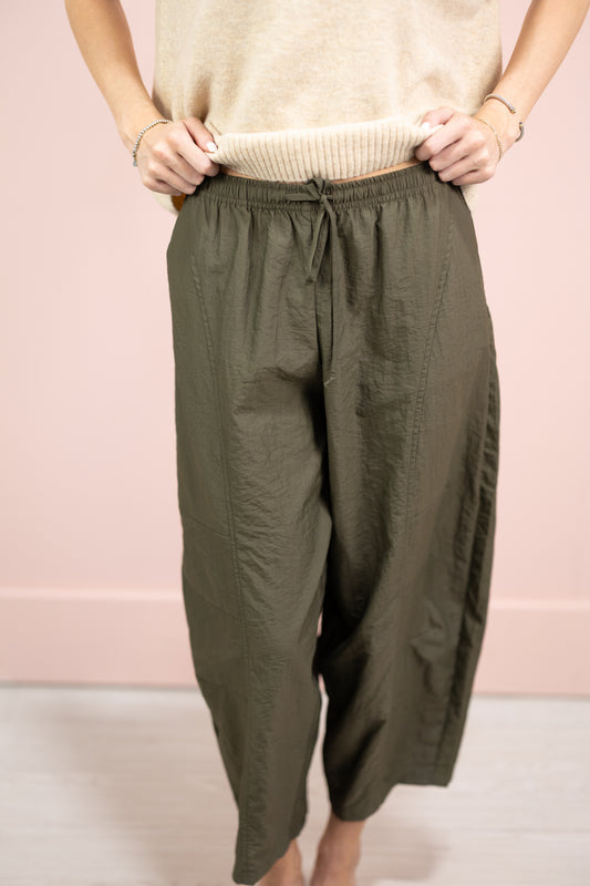 Olive Mid Rise Pants