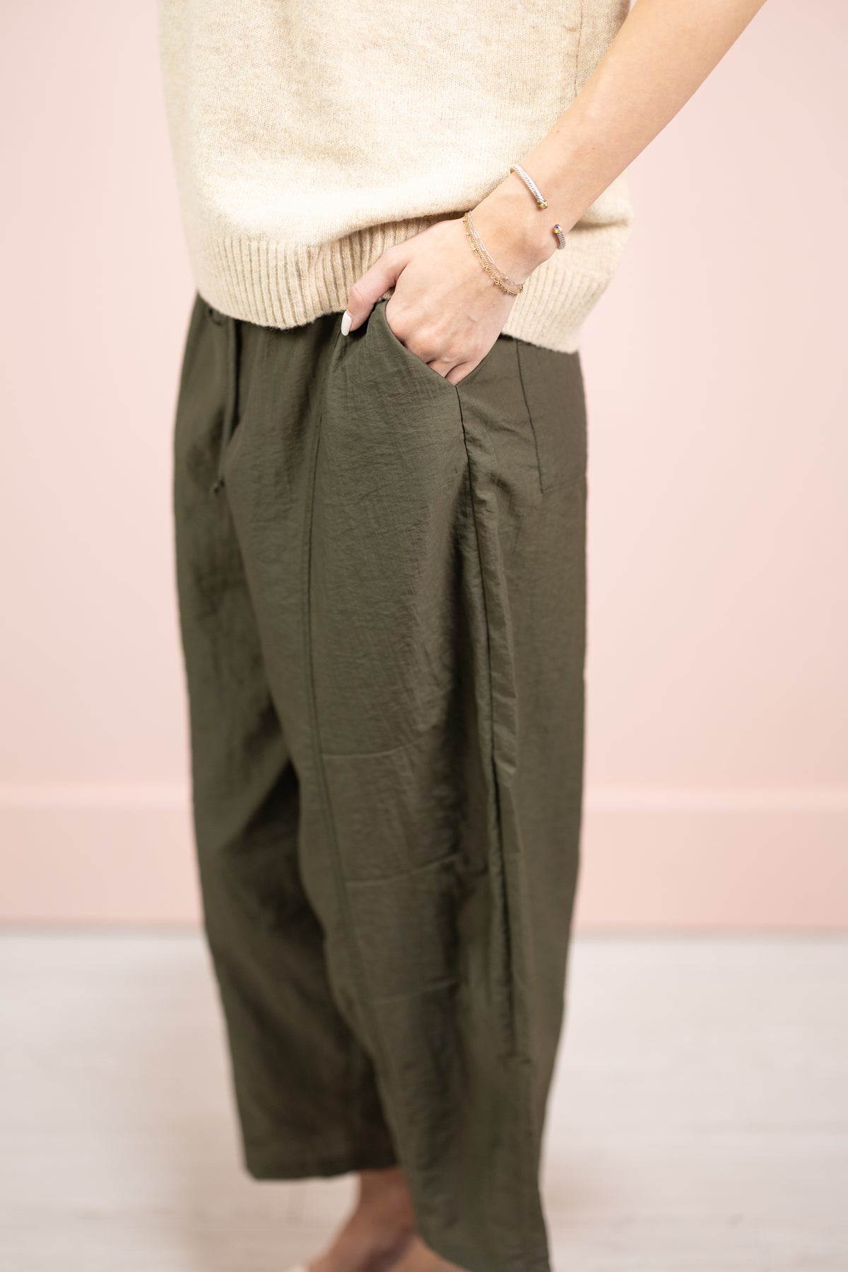 Olive Mid Rise Pants
