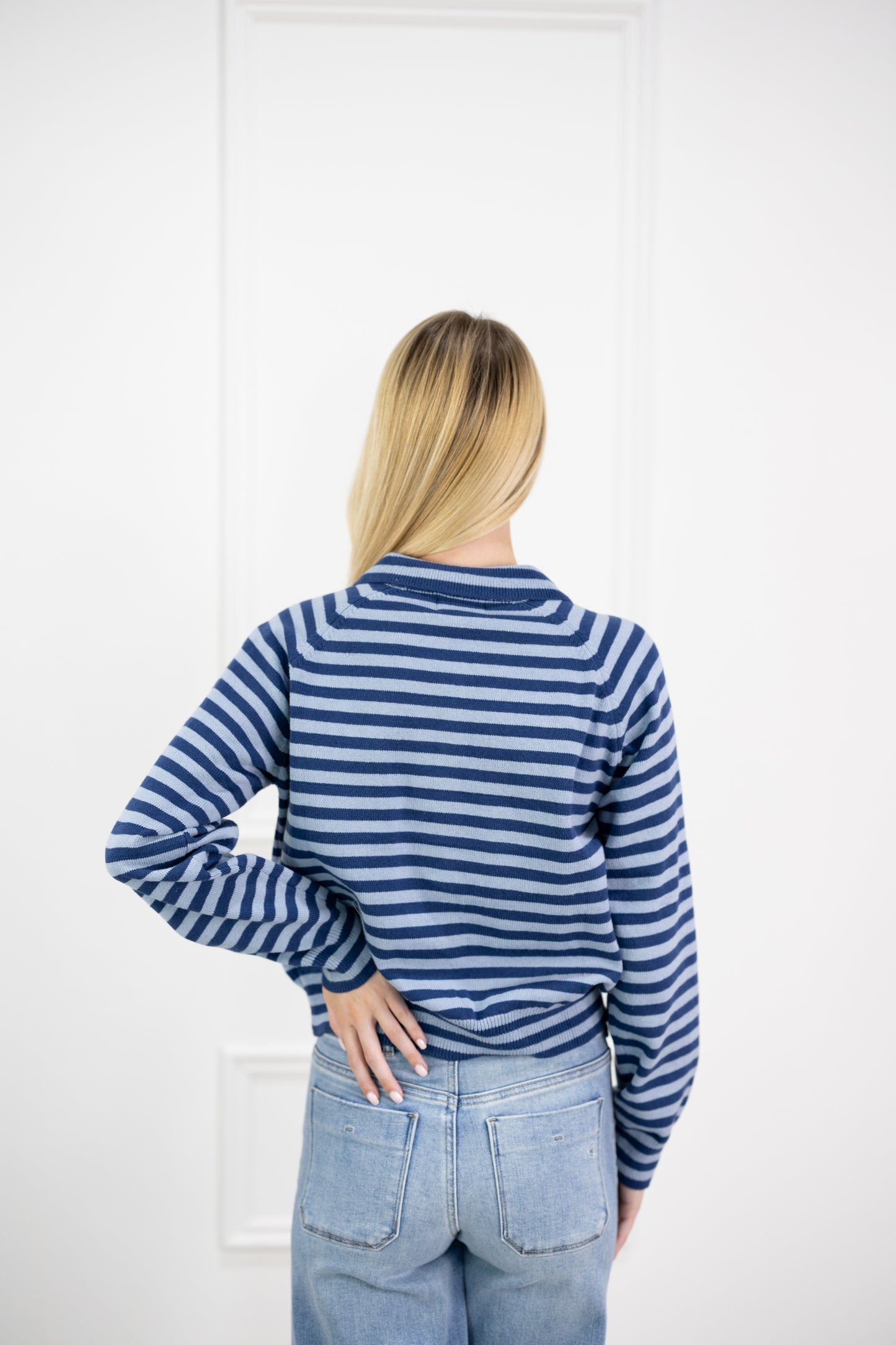 Angelica Stripe Cardigan Blue
