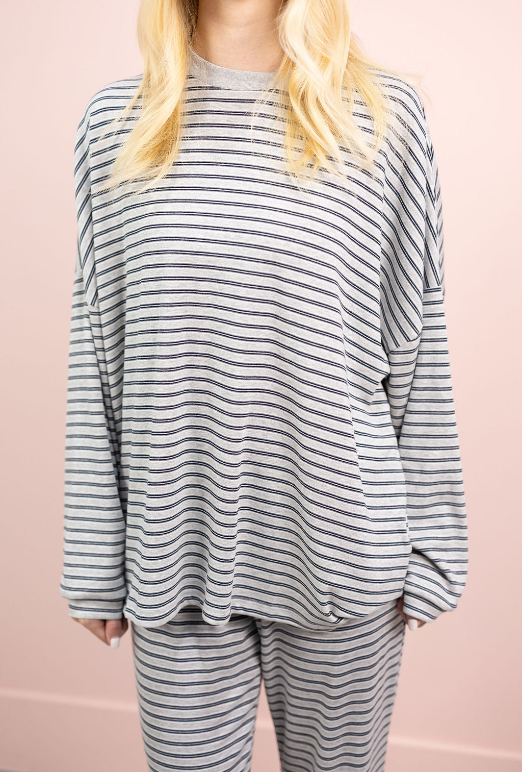 Multi Stripe Lounge Top Grey